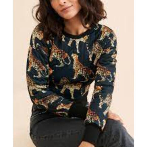 Urban Outfitters Leopard Animal Novelty All Over Print AOP quilted sweatshirt - Picture 1 of 10